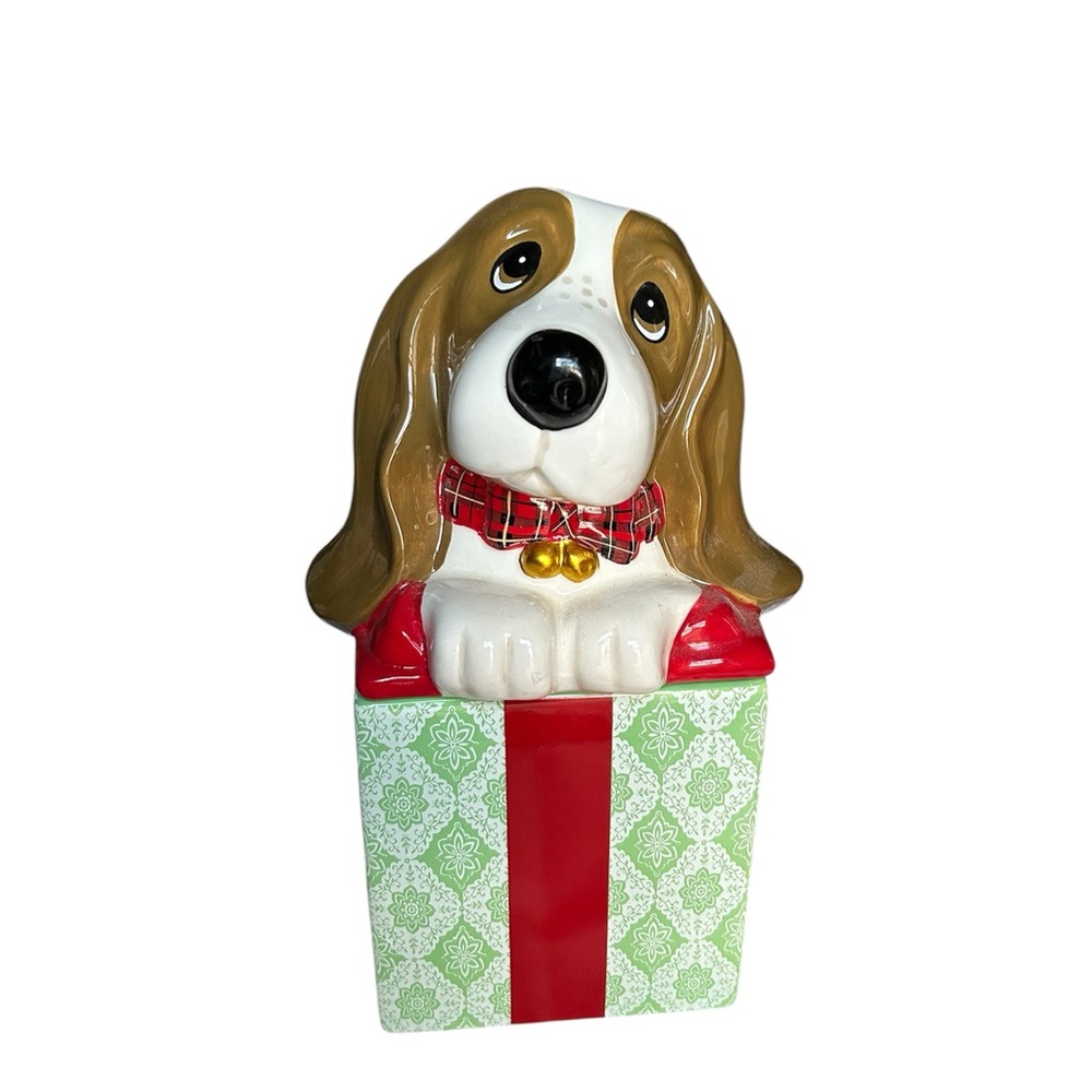 Pioneer Woman Basset Hound Christmas Present Cookie Jar